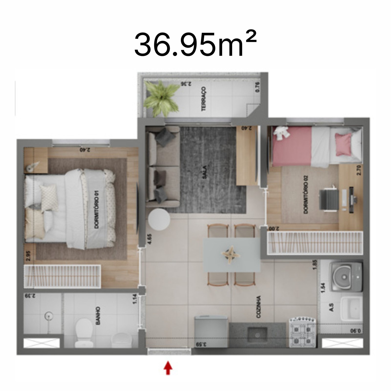 36.95m²