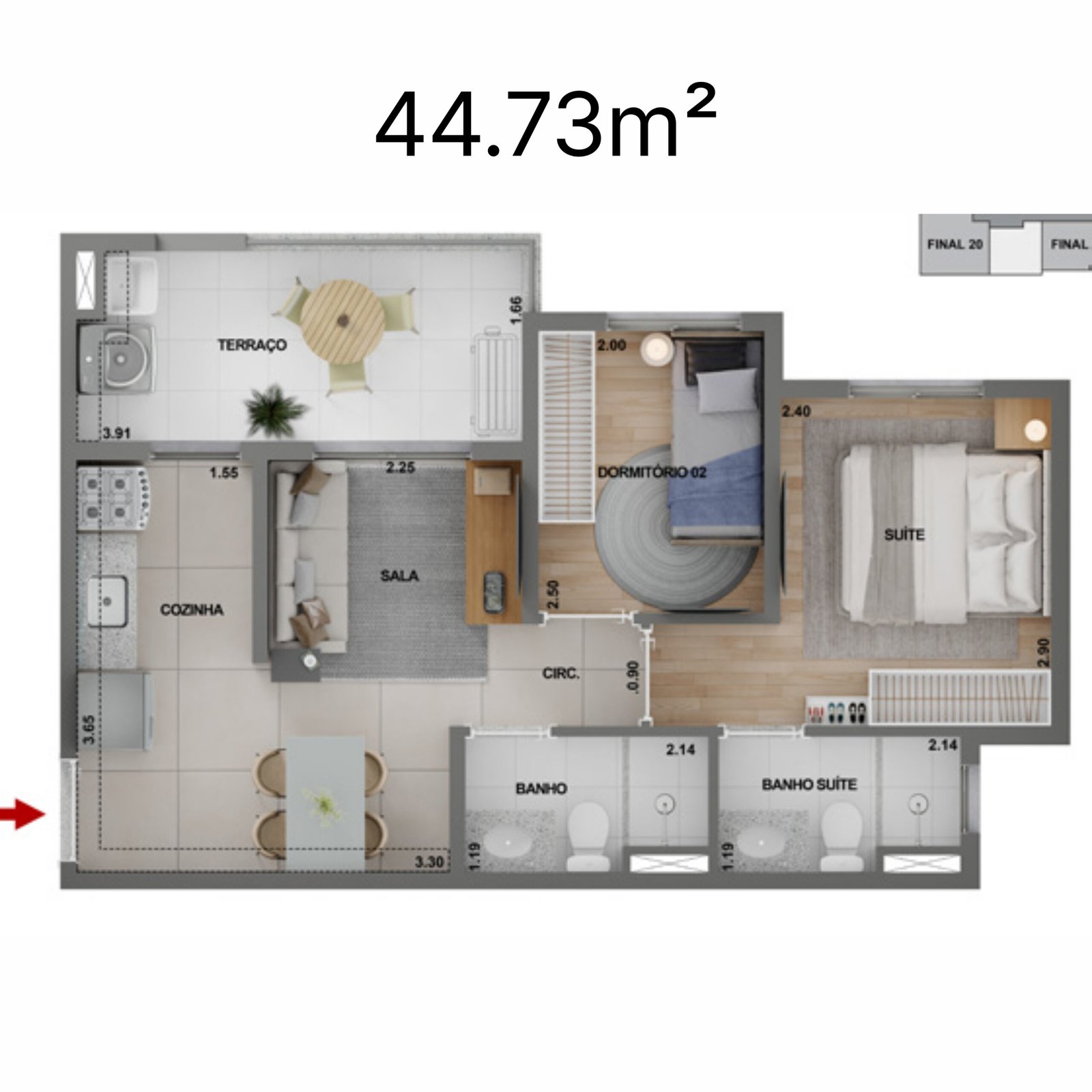 44.73m²