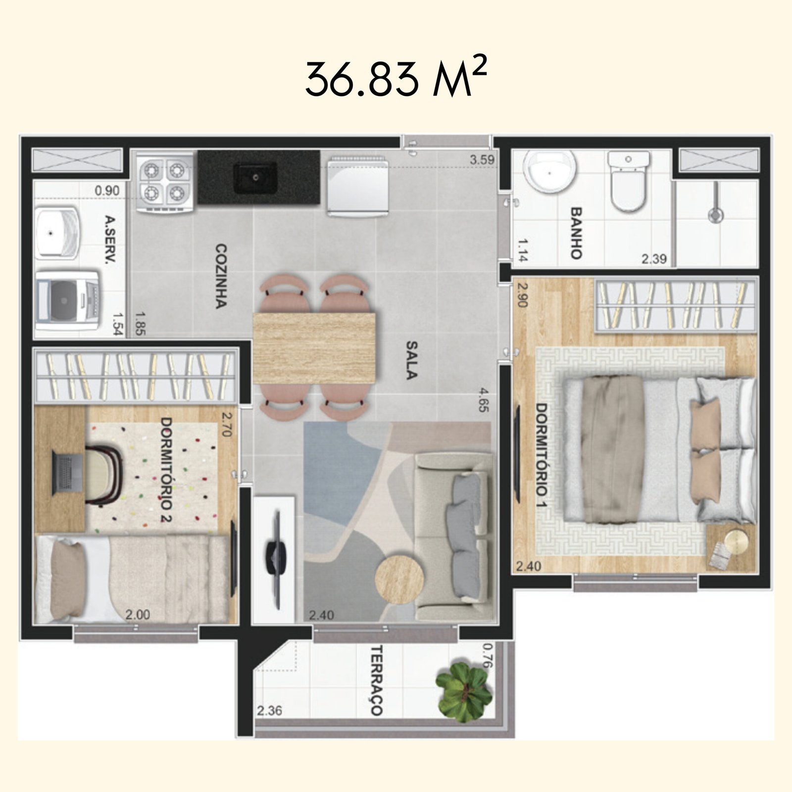 36.83 M²